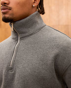 Heavyweight Oversize Quarter Zip Sweatshirt for Men - Minimalist Funnel Neck Fleece Pullover