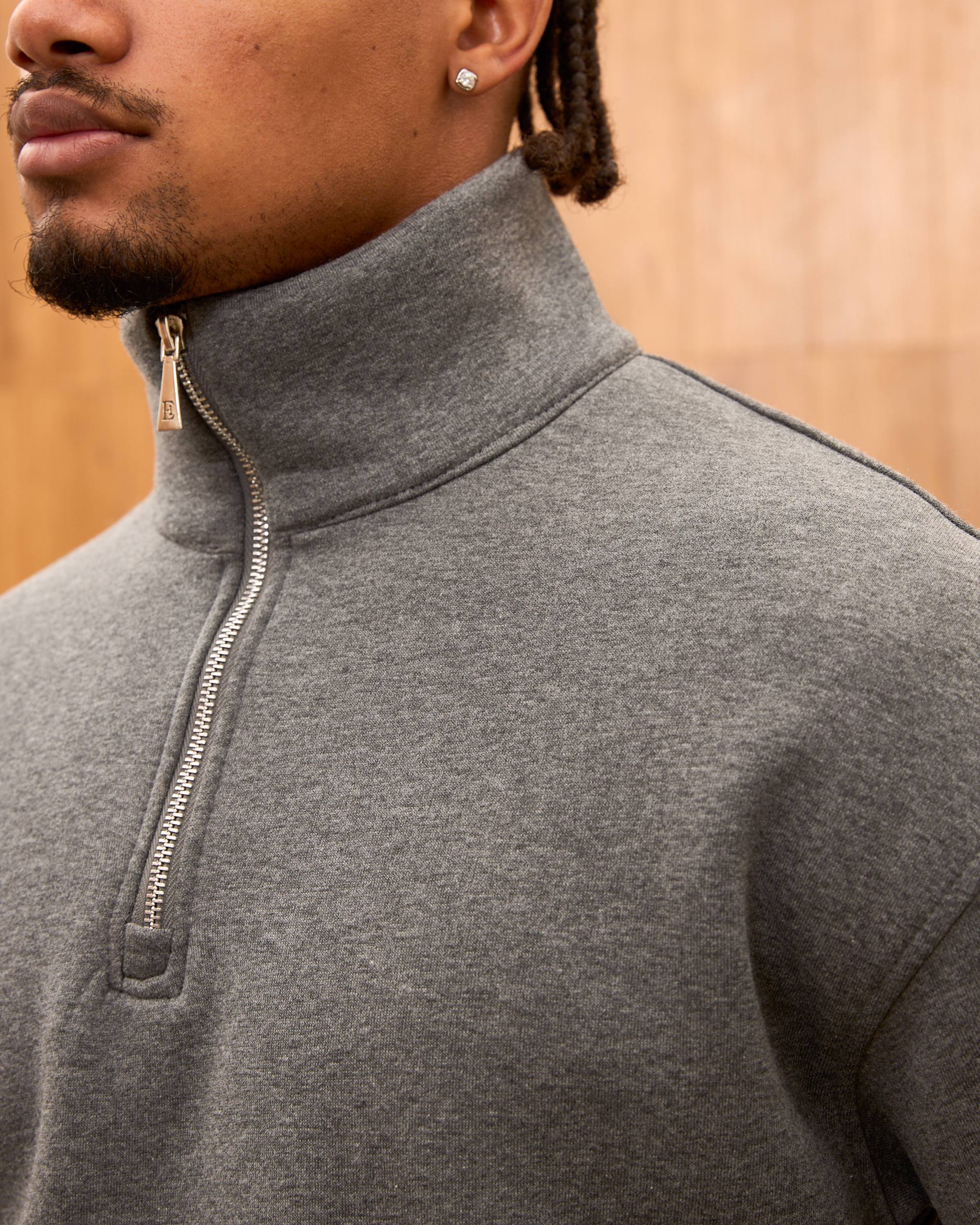 Heavyweight Oversize Quarter Zip Sweatshirt for Men - Minimalist Funnel Neck Fleece Pullover
