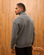Heavyweight Oversize Quarter Zip Sweatshirt for Men - Minimalist Funnel Neck Fleece Pullover