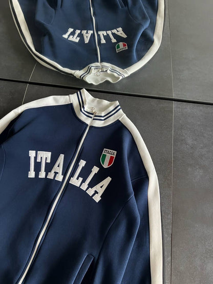 Italia Logo Oversized 3-Thread Fleece-Lined Compact Cardigan