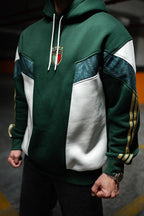 Italy Logo Green & White Oversized Hoodie - Stylish and Comfortable Sweatshirt