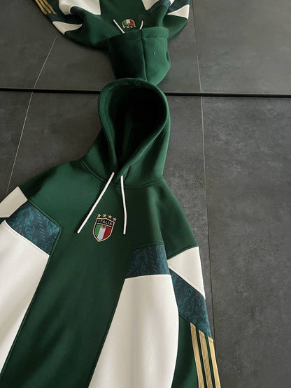 Italy Logo Green & White Oversized Hoodie - Stylish and Comfortable Sweatshirt