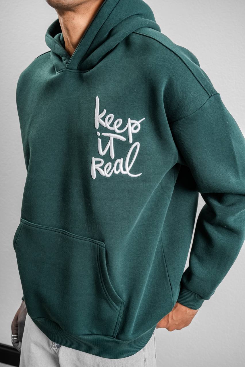 Keep It Real Embroidered Oversized Sweatshirt - Soft Brushed 3-Ply Fabric