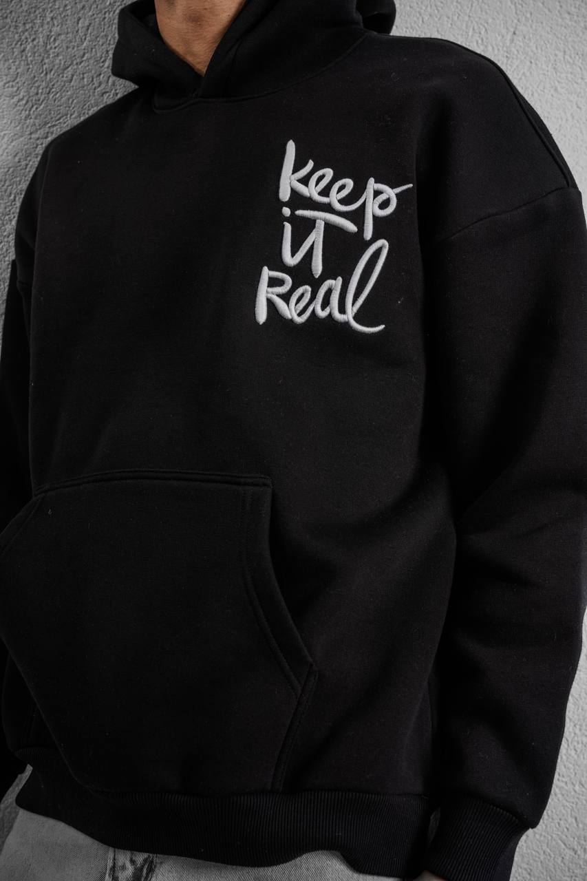 Keep It Real Embroidered Oversized Sweatshirt - Soft Brushed 3-Ply Fabric