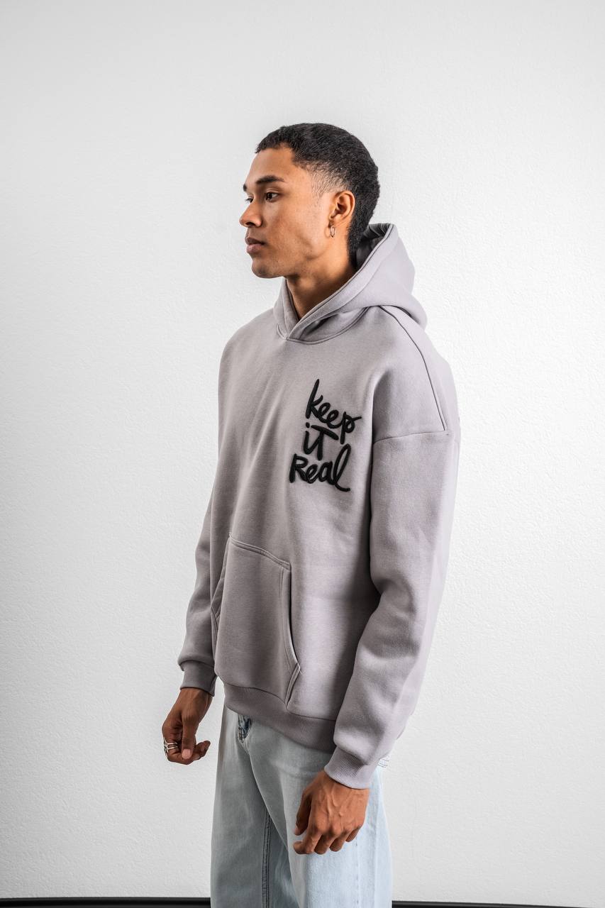 Keep It Real Embroidered Oversized Sweatshirt - Soft Brushed 3-Ply Fabric