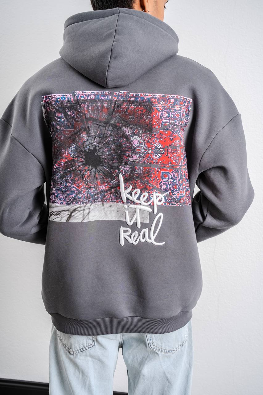 Keep It Real Embroidered Oversized Sweatshirt - Soft Brushed 3-Ply Fabric
