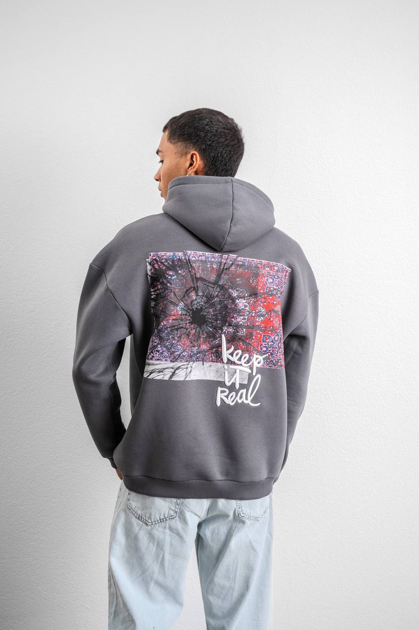 Keep It Real Embroidered Oversized Sweatshirt - Soft Brushed 3-Ply Fabric