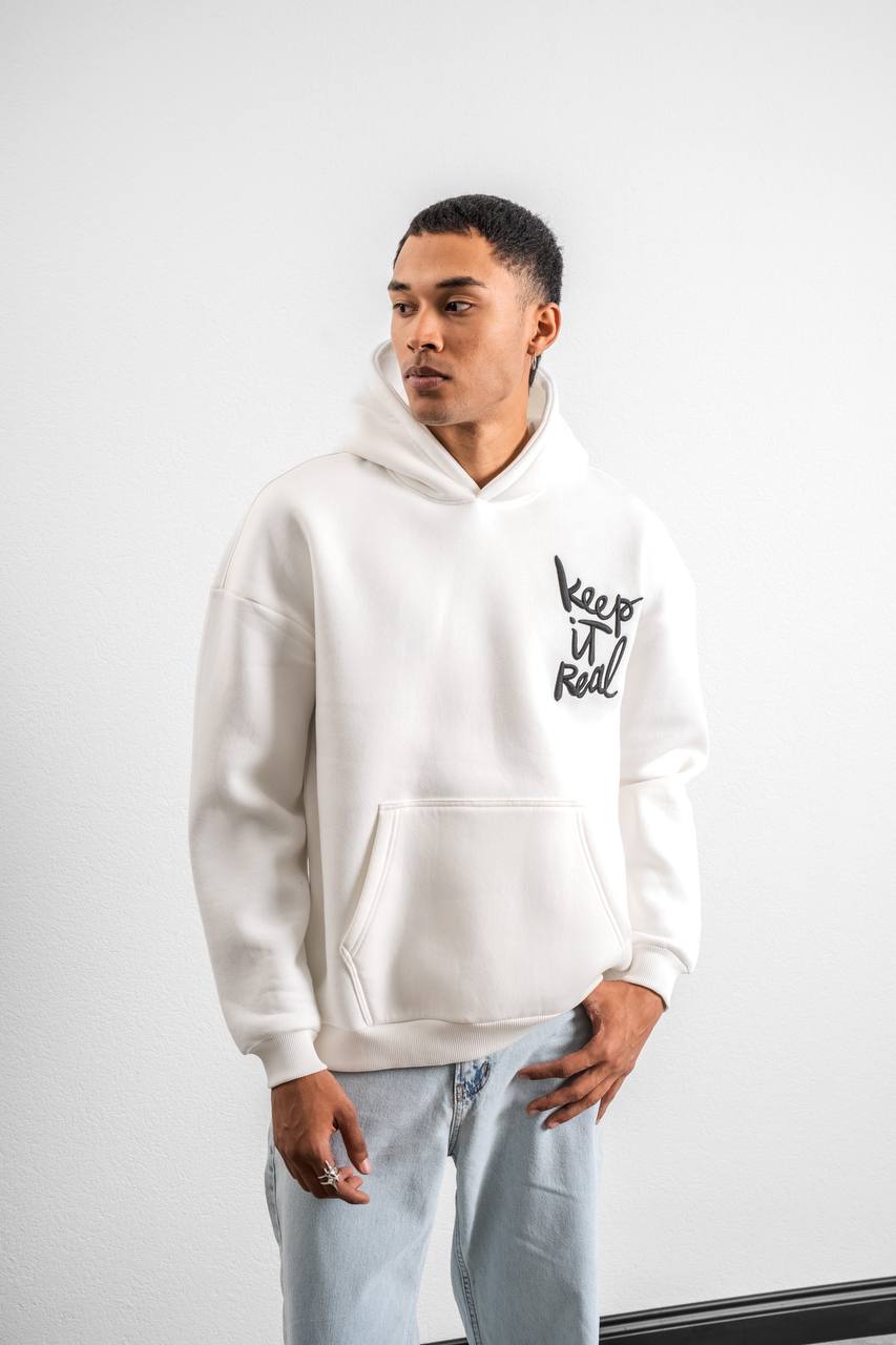 Keep It Real Embroidered Oversized Sweatshirt - Soft Brushed 3-Ply Fabric