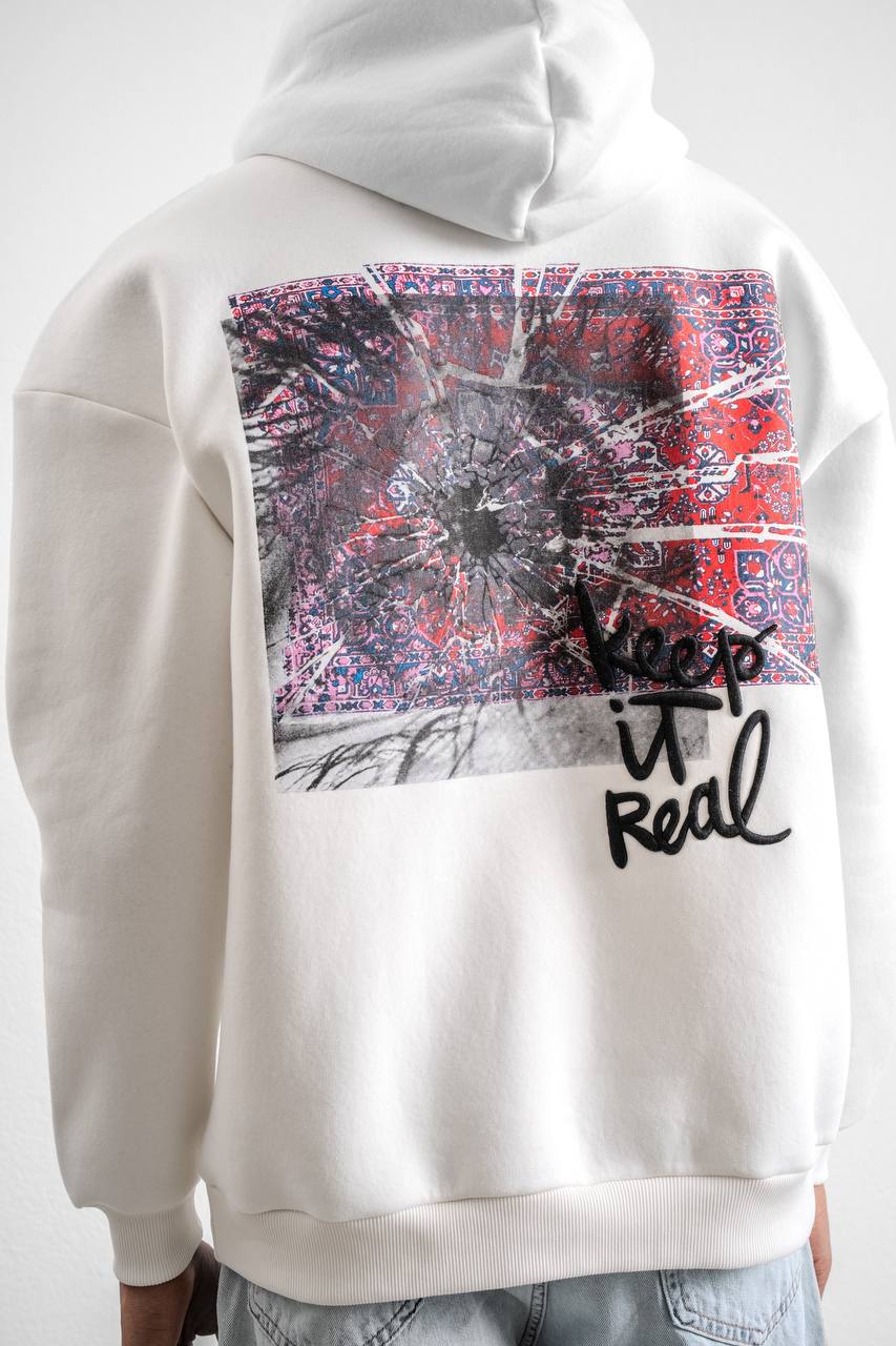 Keep It Real Embroidered Oversized Sweatshirt - Soft Brushed 3-Ply Fabric
