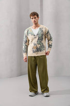 Men's Abstract Brushed Mohair Knit Cardigan
