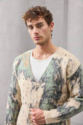 Men's Abstract Brushed Mohair Knit Cardigan