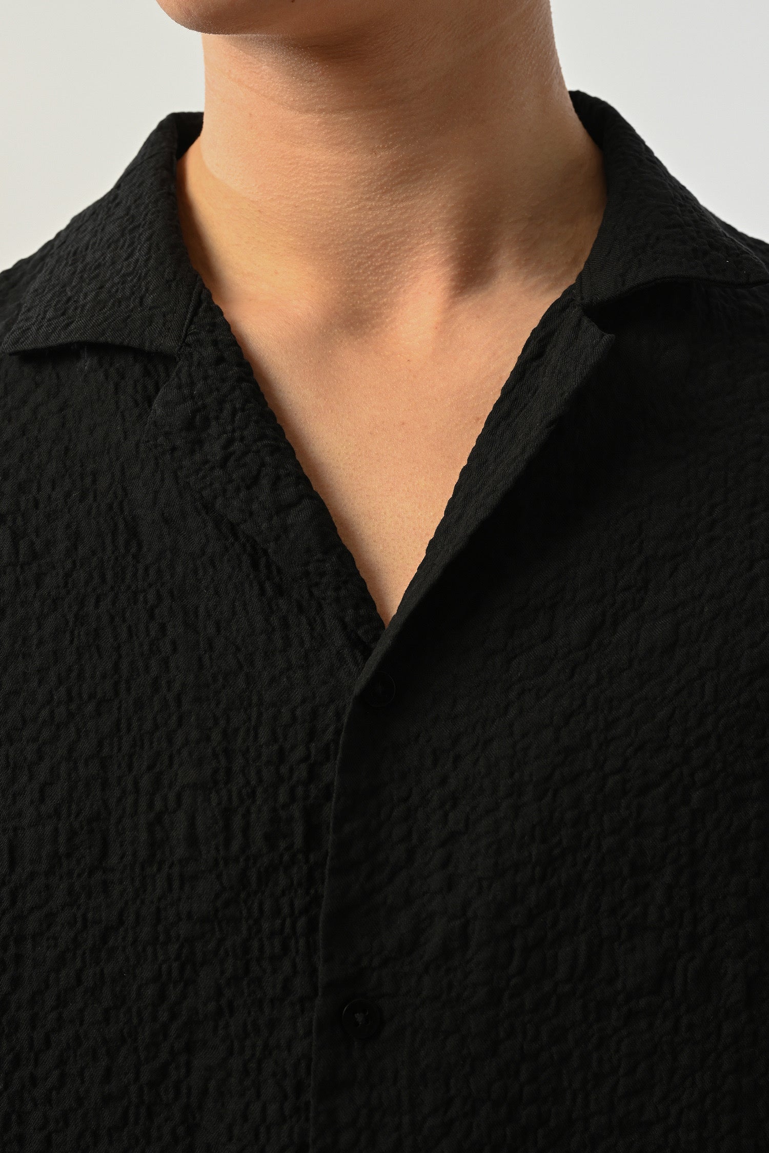 Men's Oversized Shirt Made of Aerobin Fabric with V-Neck