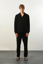 Men's Oversized Shirt Made of Aerobin Fabric with V-Neck