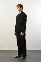 Men's Oversized Shirt Made of Aerobin Fabric with V-Neck