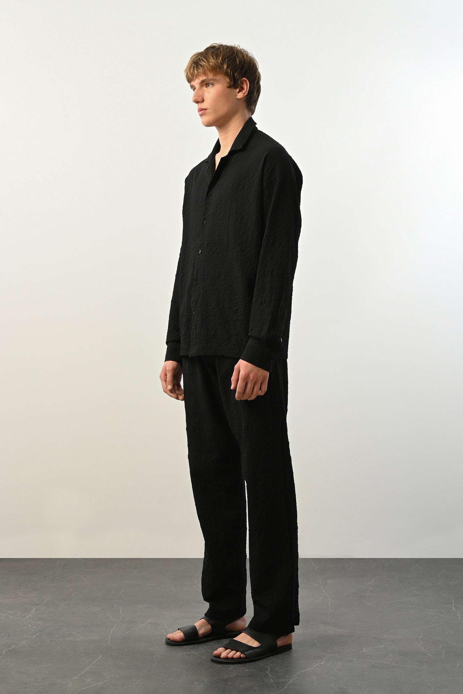 Men's Oversized Shirt Made of Aerobin Fabric with V-Neck