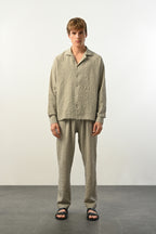 Men's Oversized Shirt Made of Aerobin Fabric with V-Neck