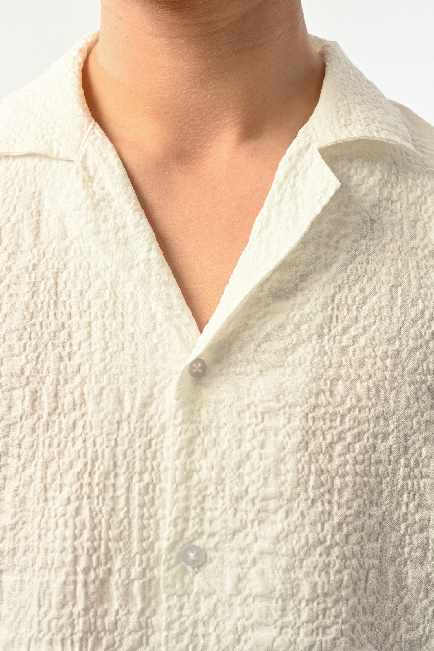 Men's Oversized Shirt Made of Aerobin Fabric with V-Neck