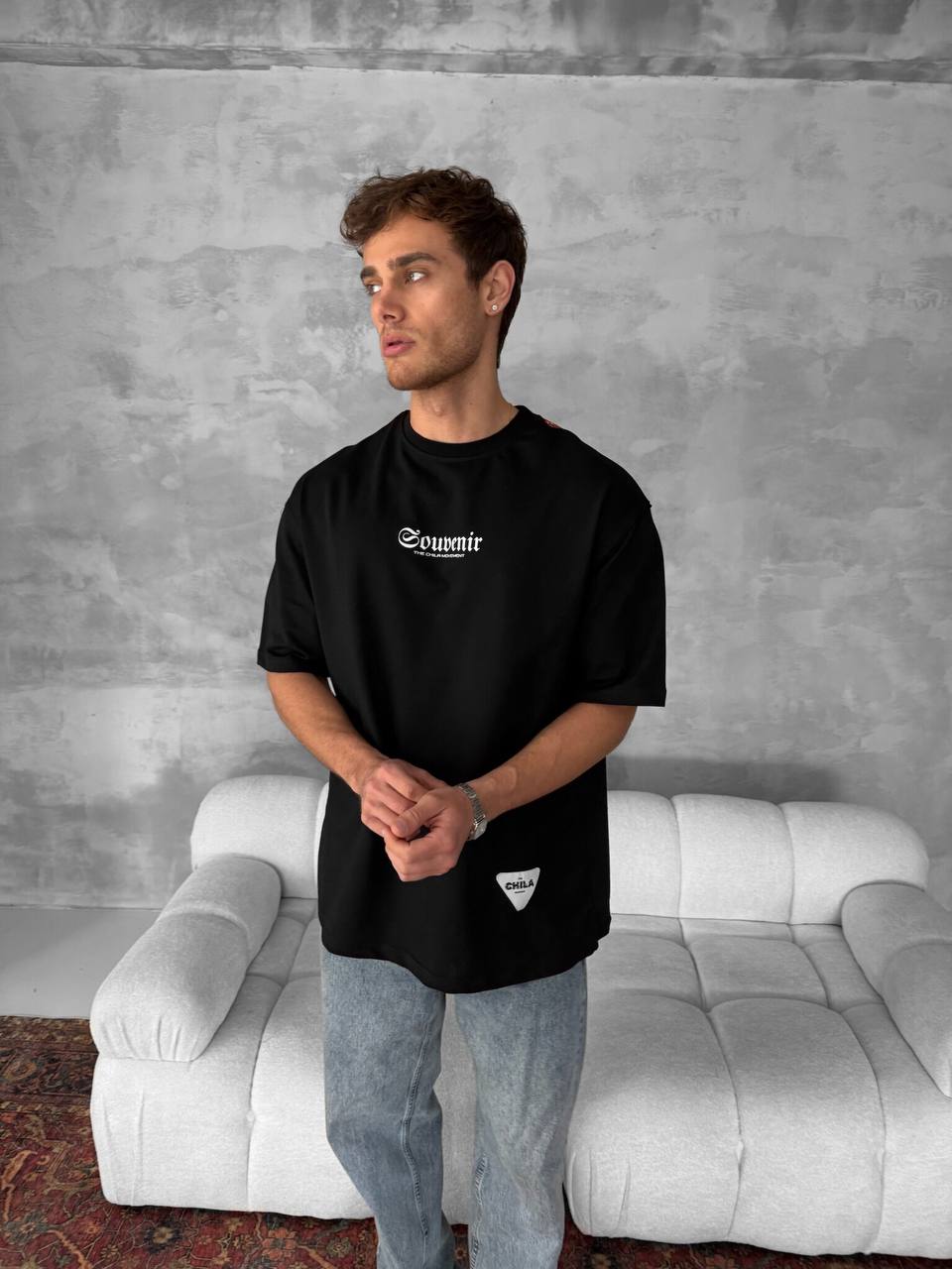 Men's Back Print Cotton T-Shirt / Souven Tapestry Graphic Tee