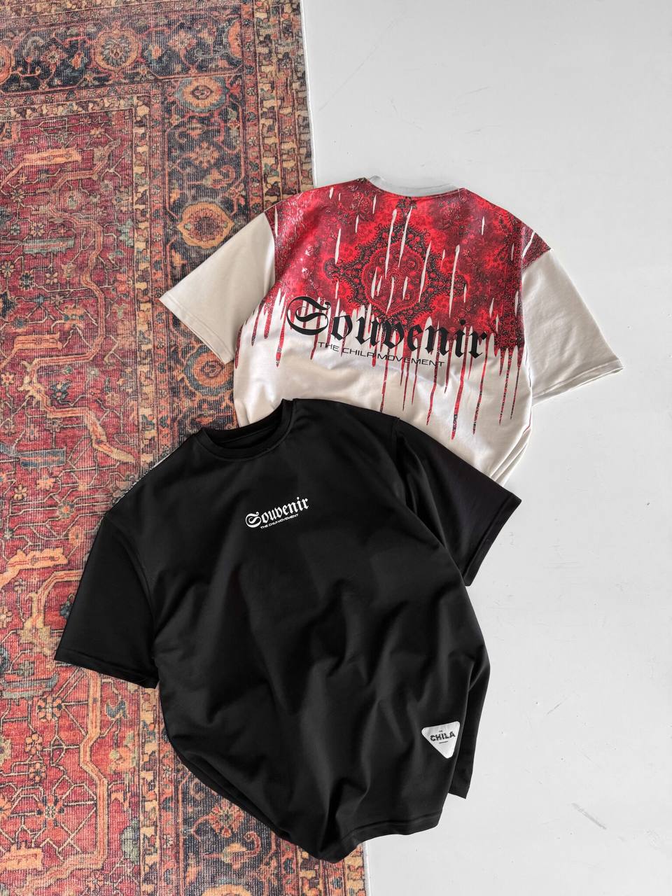 Men's Back Print Cotton T-Shirt / Souven Tapestry Graphic Tee