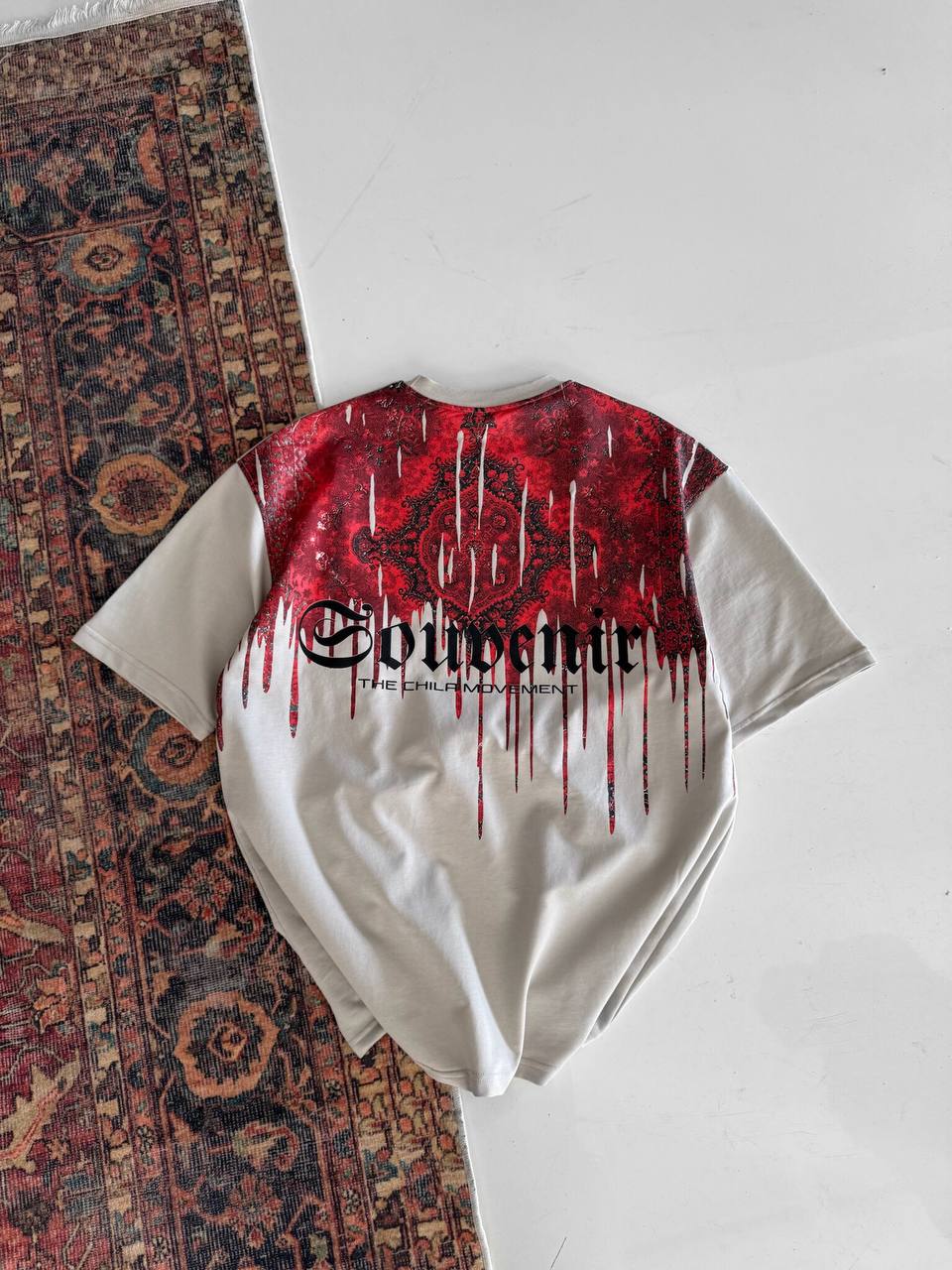 Men's Back Print Cotton T-Shirt / Souven Tapestry Graphic Tee