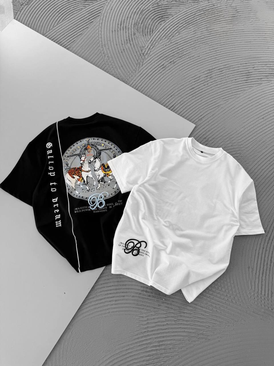 Men's Cotton T-Shirt with Detailed Back Print / Horse & Rider Graphic Tee.