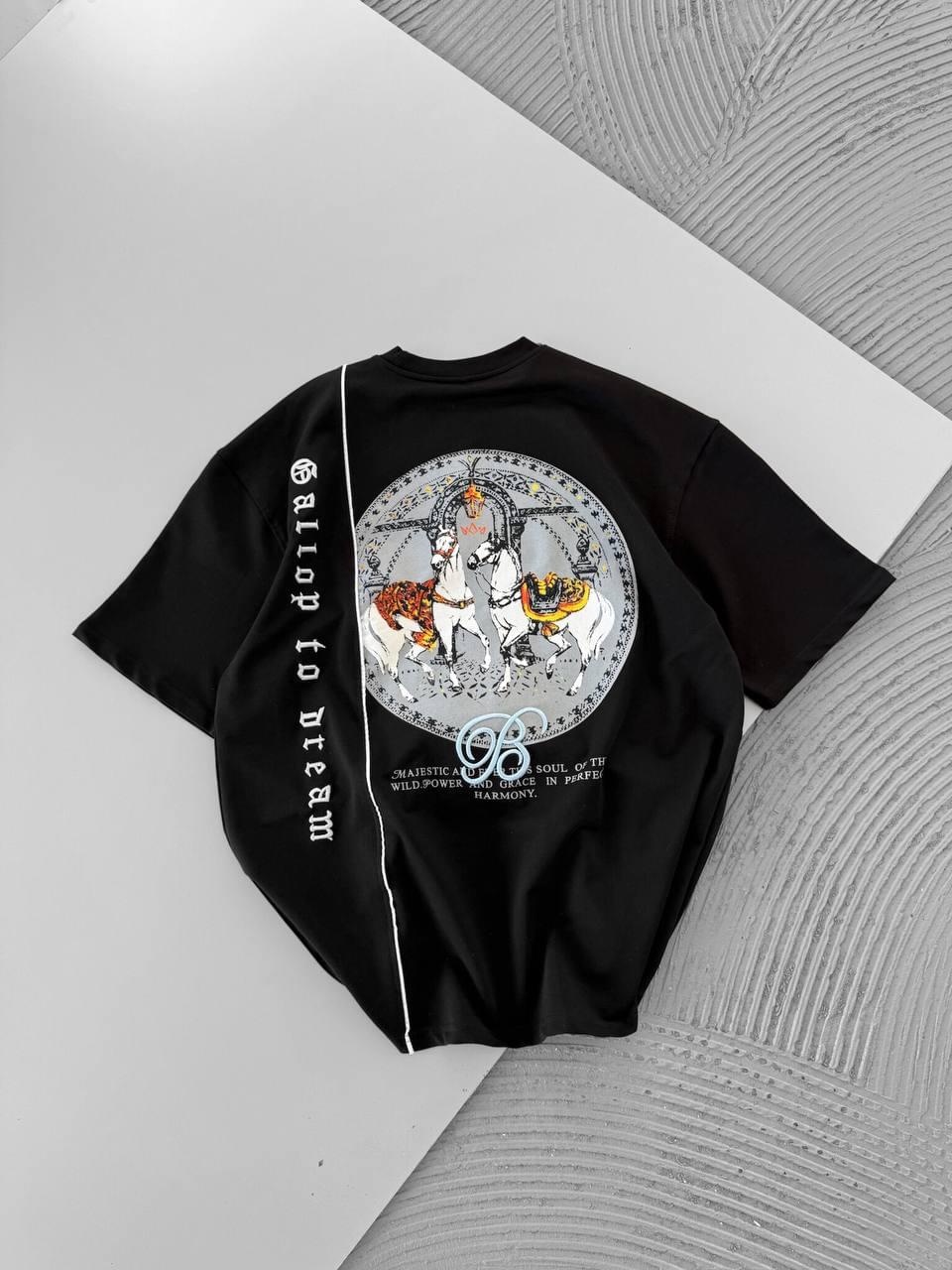Men's Cotton T-Shirt with Detailed Back Print / Horse & Rider Graphic Tee.