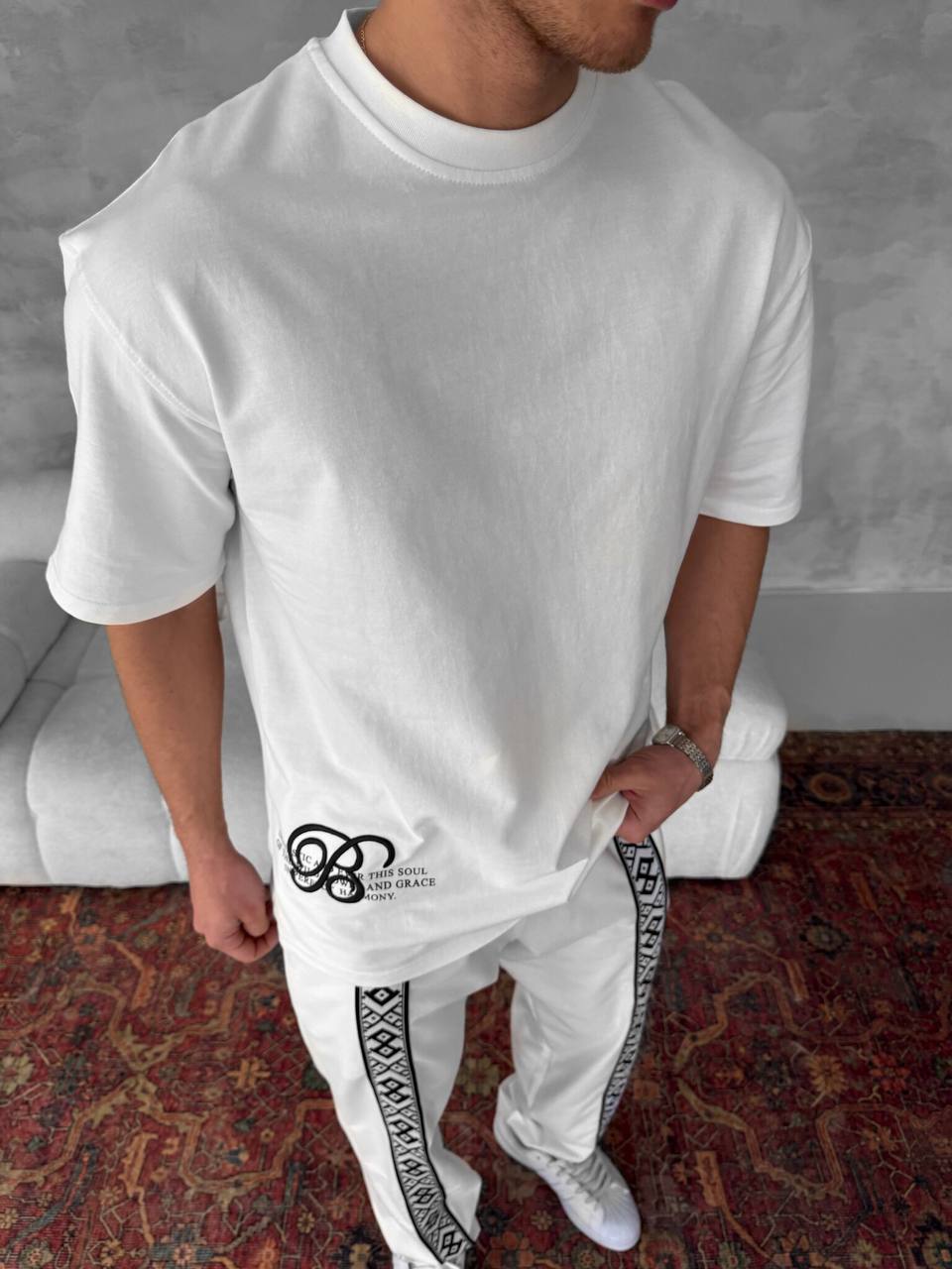 Men's Cotton T-Shirt with Detailed Back Print / Horse & Rider Graphic Tee