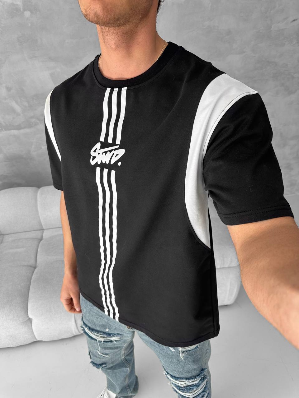 Men’s Graphic Logo T-Shirt – Stripe Cotton Tee