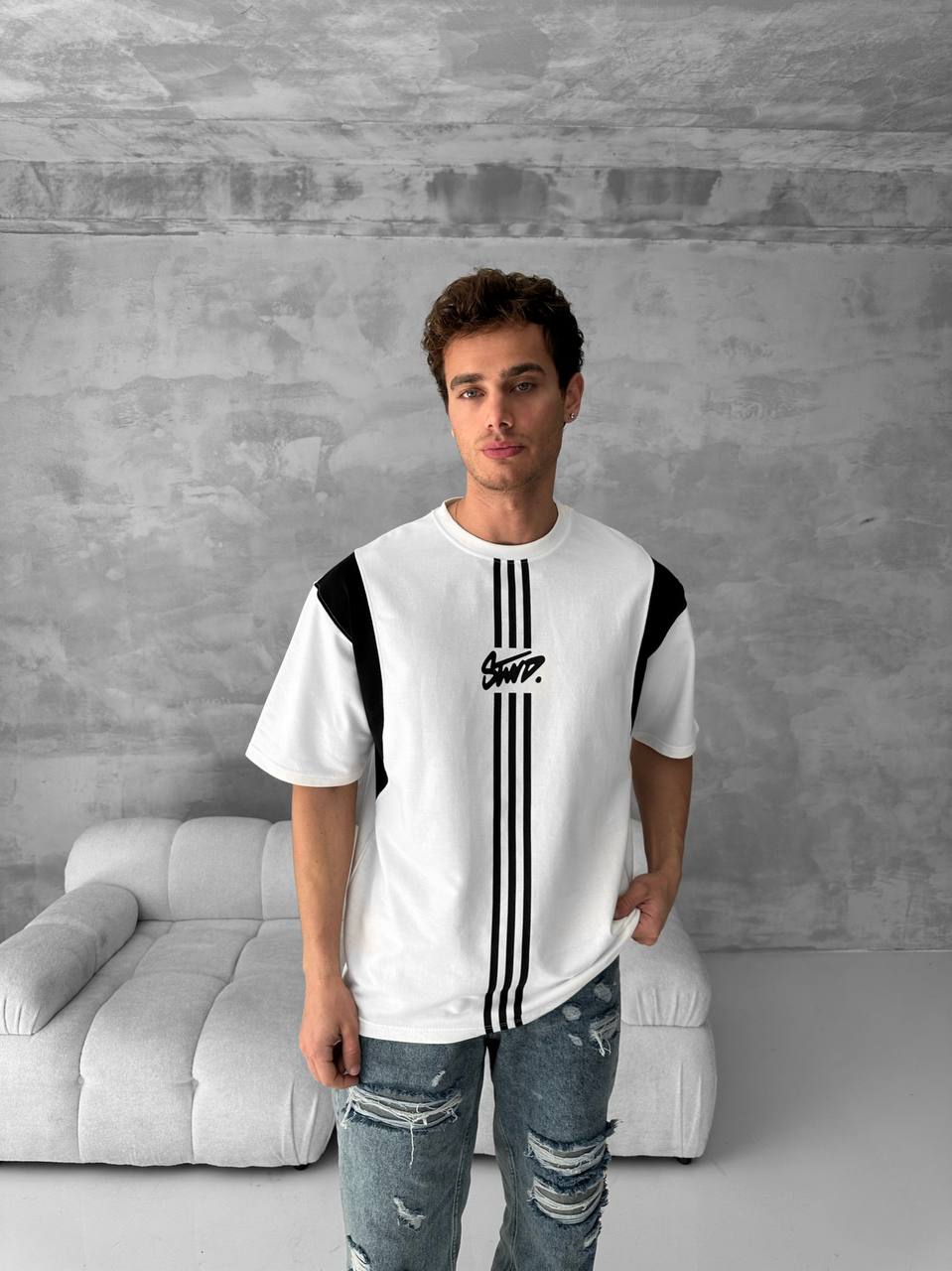 Men’s Graphic Logo T-Shirt – Stripe Cotton Tee