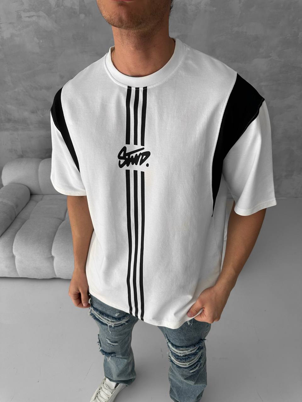 Men’s Graphic Logo T-Shirt – Stripe Cotton Tee