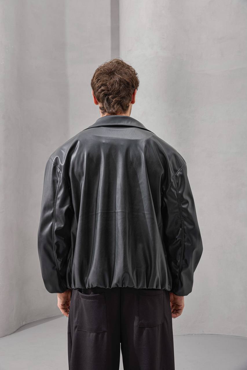 Men’s Faux Leather Oversized Zip Jacket