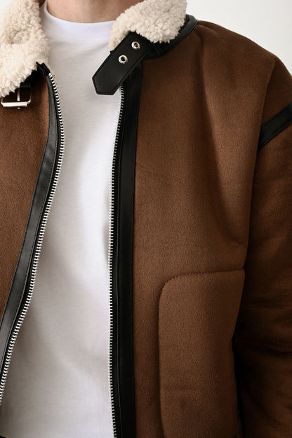 Stylish Faux Leather Bomber Jacket