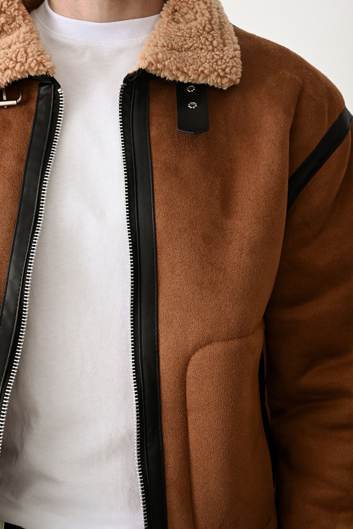 Stylish Faux Leather Bomber Jacket