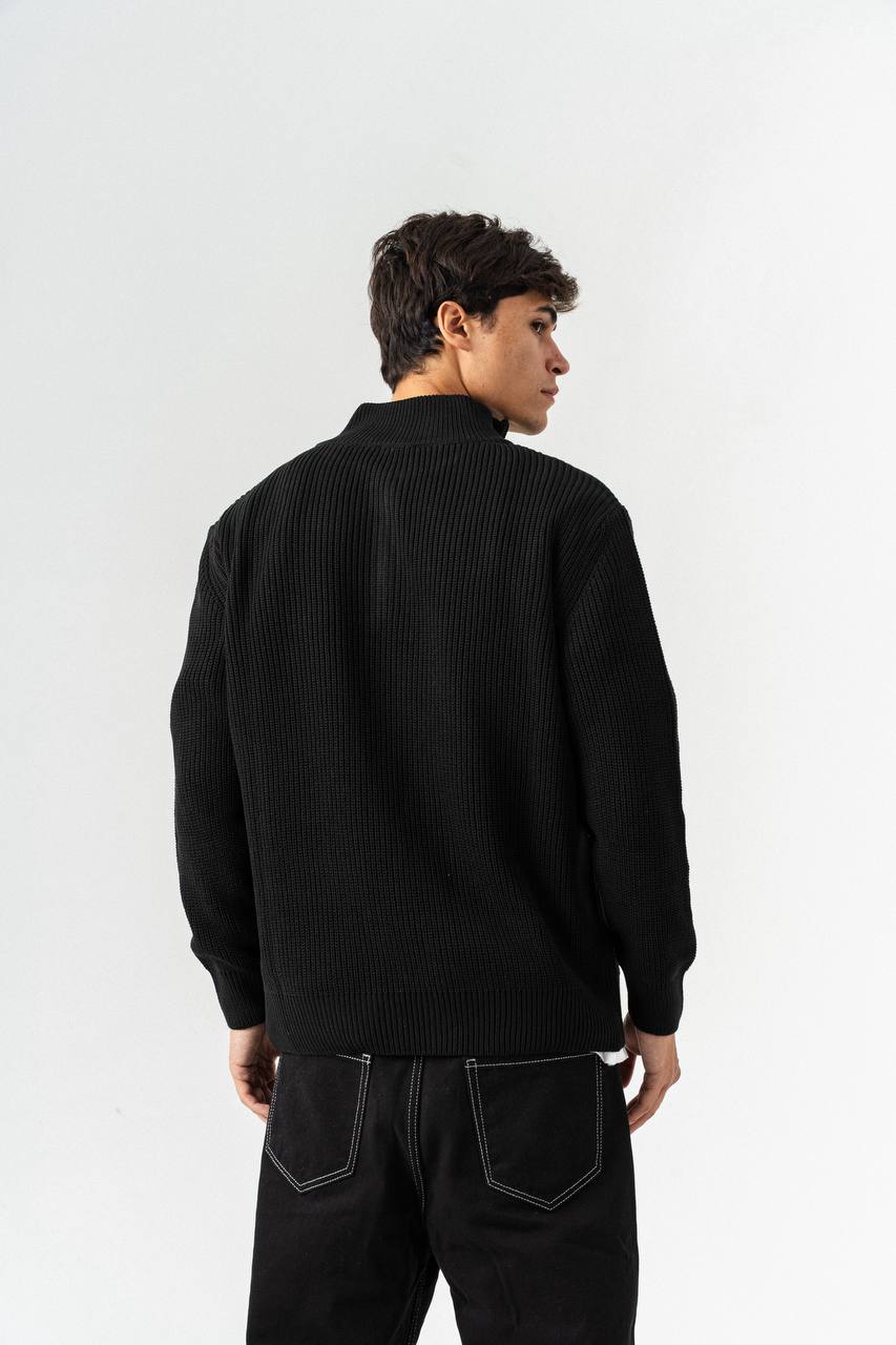 Men’s Half-Zip Ribbed Knit Sweater