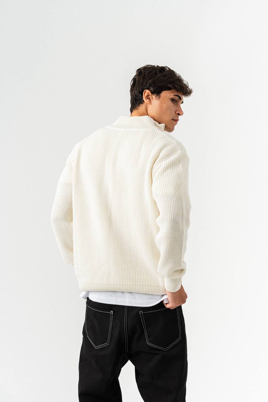 Men’s Half-Zip Ribbed Knit Sweater