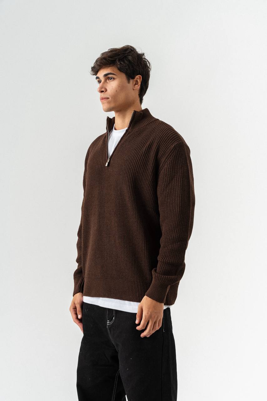 Men’s Half-Zip Ribbed Knit Sweater