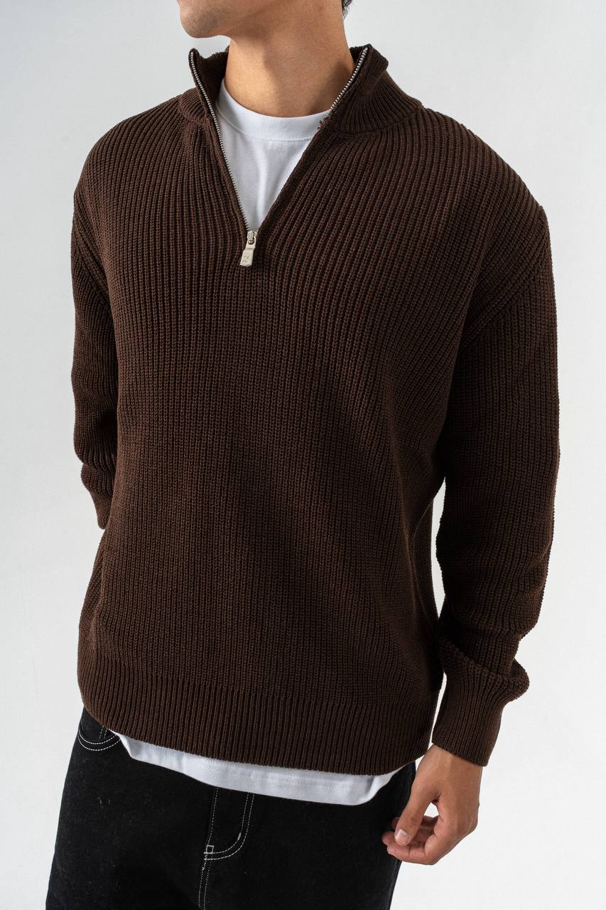 Men’s Half-Zip Ribbed Knit Sweater