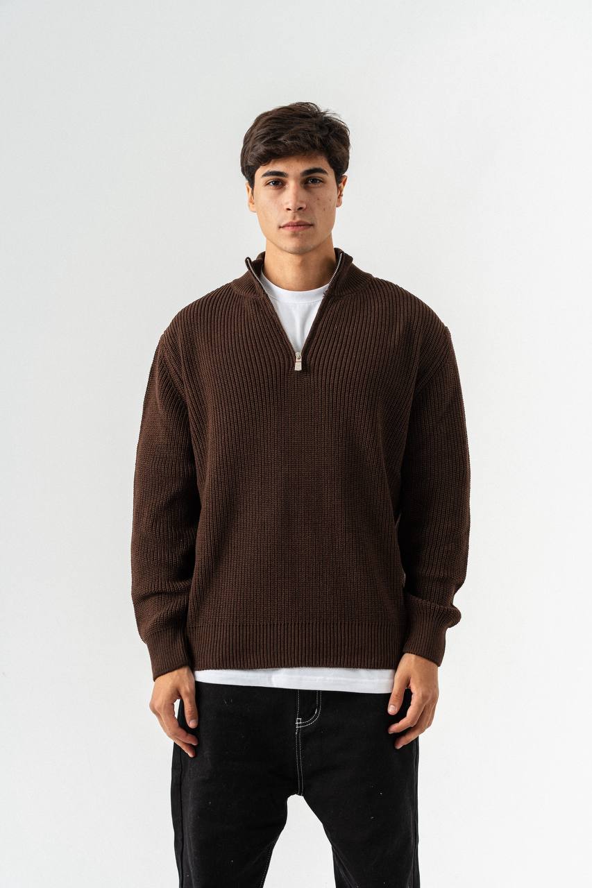 Men’s Half-Zip Ribbed Knit Sweater