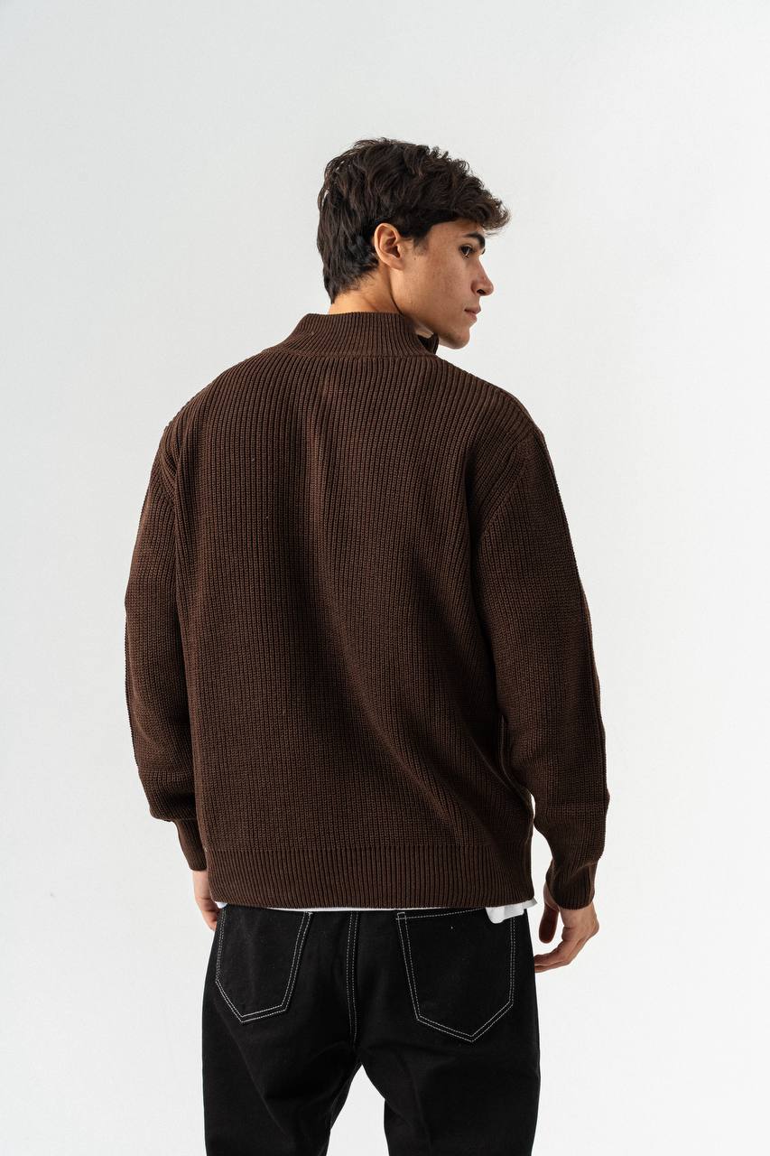 Men’s Half-Zip Ribbed Knit Sweater