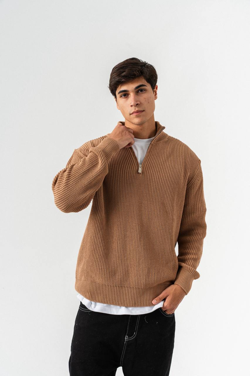 Men’s Half-Zip Ribbed Knit Sweater