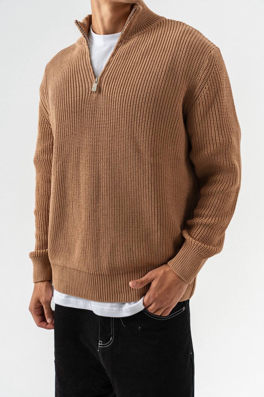 Men’s Half-Zip Ribbed Knit Sweater