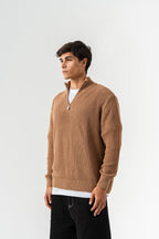 Men’s Half-Zip Ribbed Knit Sweater
