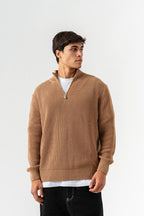 Men’s Half-Zip Ribbed Knit Sweater