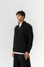 Men’s Half-Zip Ribbed Knit Sweater