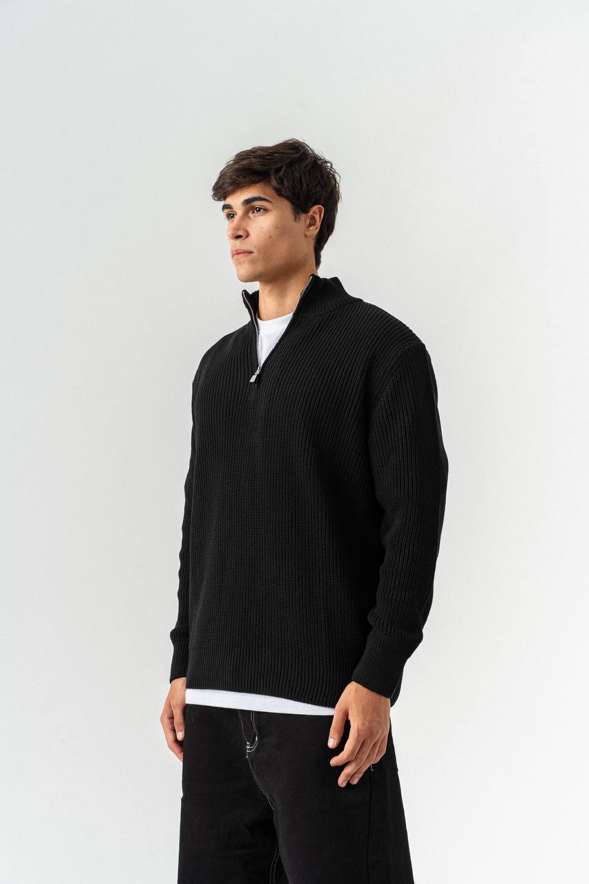 Men’s Half-Zip Ribbed Knit Sweater