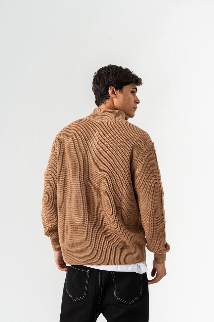 Men’s Half-Zip Ribbed Knit Sweater