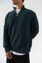 Men’s Half-Zip Ribbed Knit Sweater