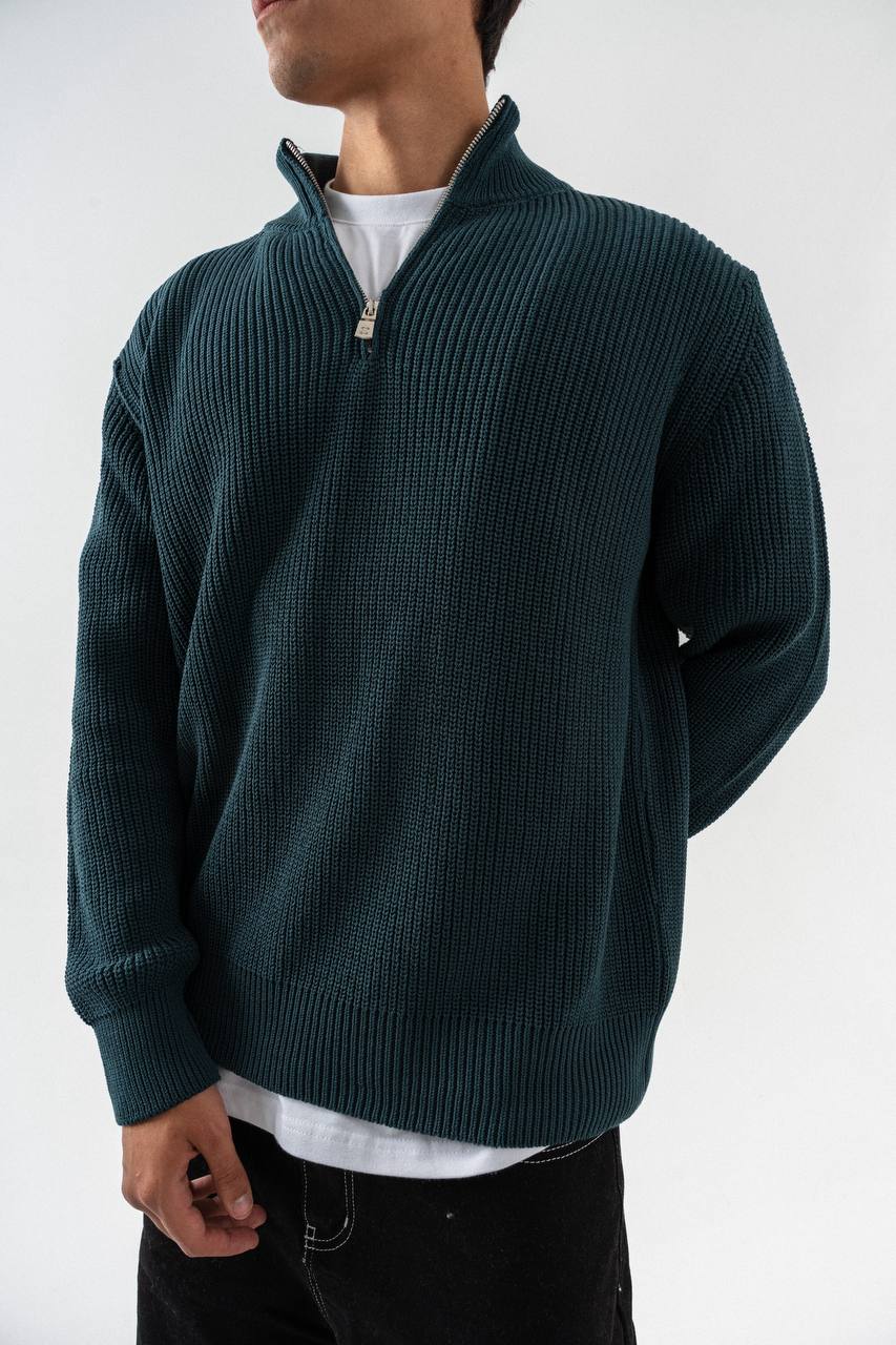 Men’s Half-Zip Ribbed Knit Sweater