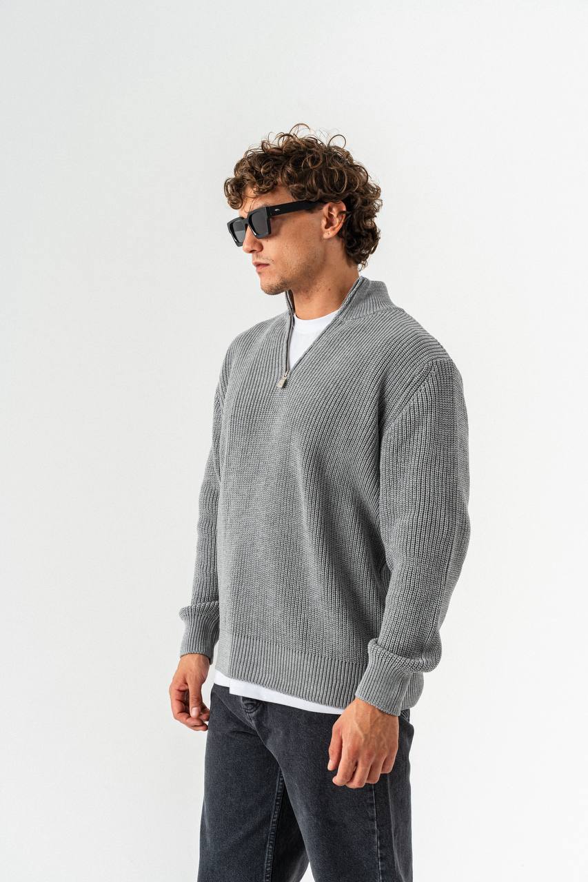Men’s Half-Zip Ribbed Knit Sweater