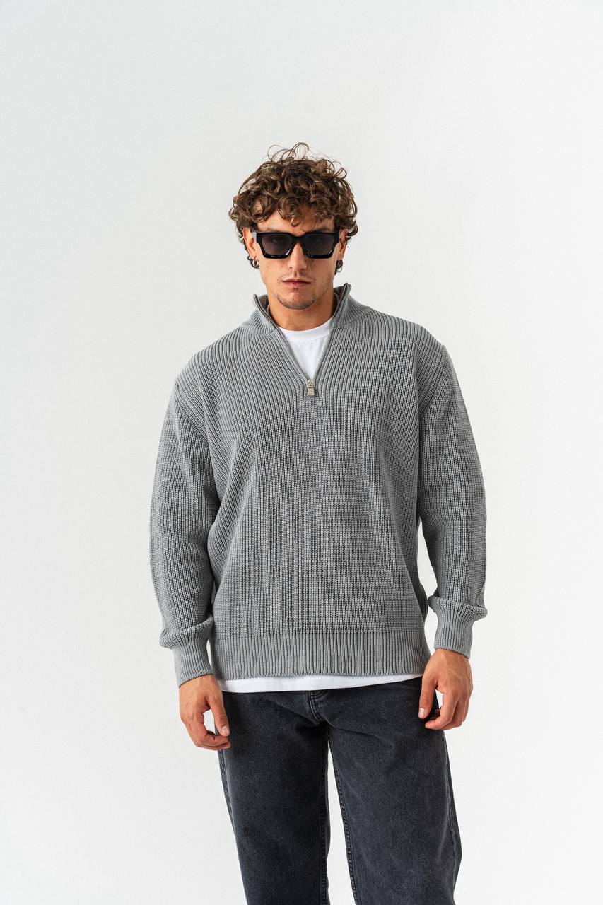 Men’s Half-Zip Ribbed Knit Sweater